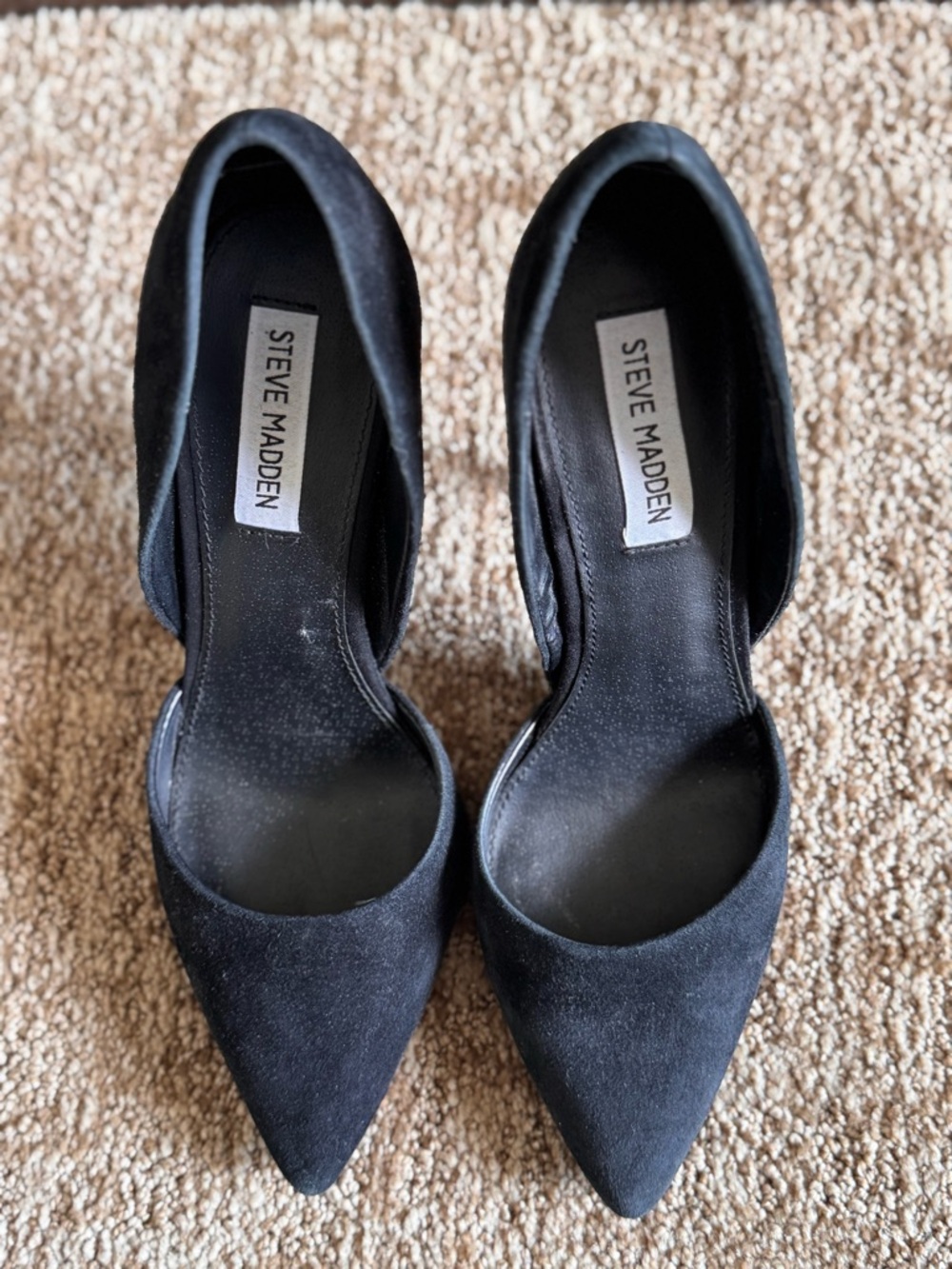 Steve Madden Varcityy Black Suede D'Orsay Pointed Toe Pumps - Size 10